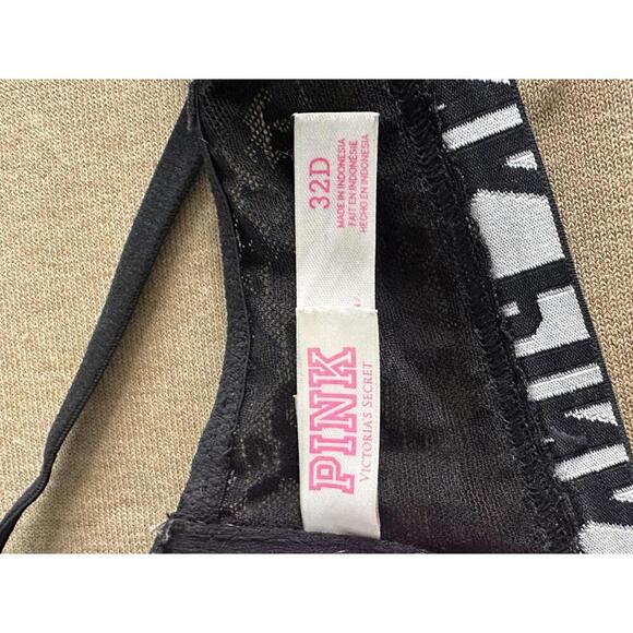 PINK Victoria's Secret lace strappy racerback push-up pigeonnant bra Size 32D - Picture 9 of 10